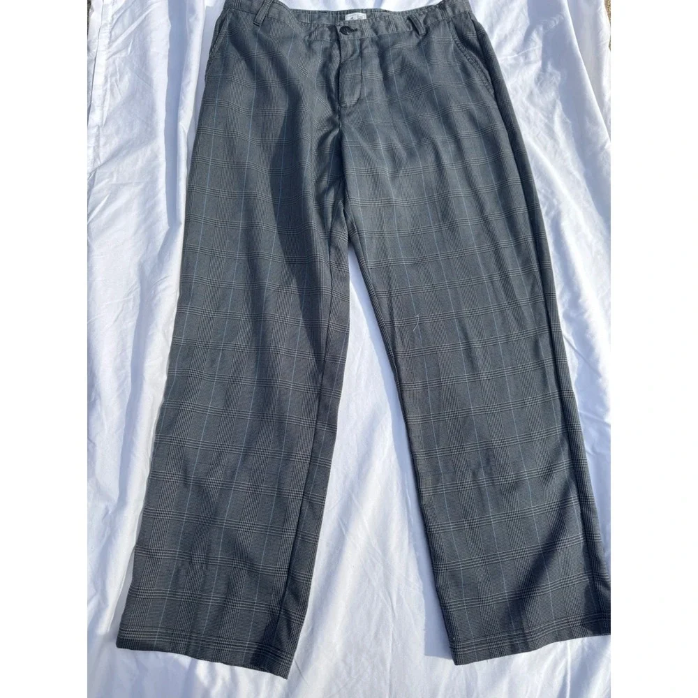 Adidas Mens Grey Glen Plaid Golf Pants 34x30 Blue Check Straight‎ Leg Trousers